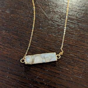 Druzy rectangle pendant necklace